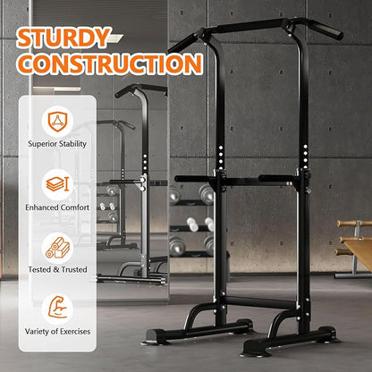 Power Tower Pull Up Dip Station, Freestanding Pull Up Bar for Home Gym, Heavy Duty Multi-Function Strength Training Equipment with 330LBS Weight Capacity