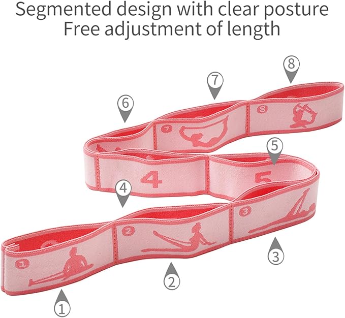 Adjustable Stretch Strap for Kids, 8-Loop Elastic Resistance Band for Children Gymnastics, Ballet Dance, Yoga, Stuff，Pilates & Flexibility Training, Home Exercise Equipment for Girls