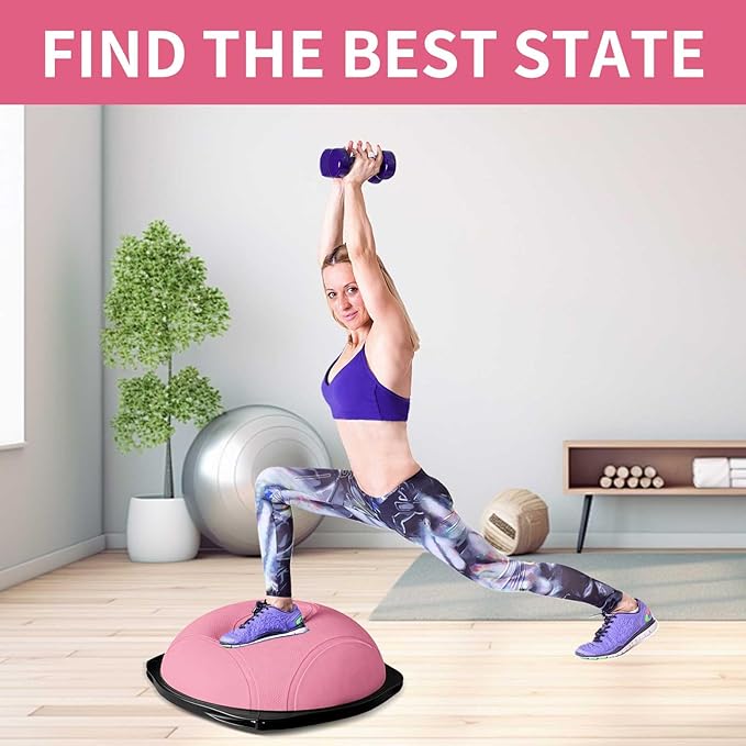 exercise balance ball, half a yoga ball, fitness ball, suitable for core stability training in home gyms, non-slip surface, and balance sports equipmen