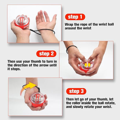 Wrist Trainer Ball Auto-Start Gyroscopic Forearm Exerciser Gyro Ball for Strengthen Arms, Fingers, Grip and Muscles