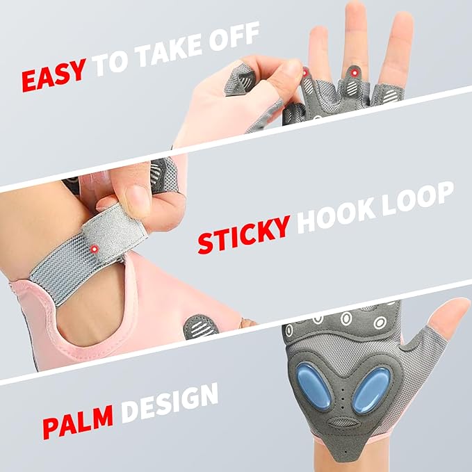 Workout Gloves for Women, Breathable Weight Lifting Gloves with Non-Slip Grip & Cushion Pads for Gym, Fitness Training, Exercise, Cycling