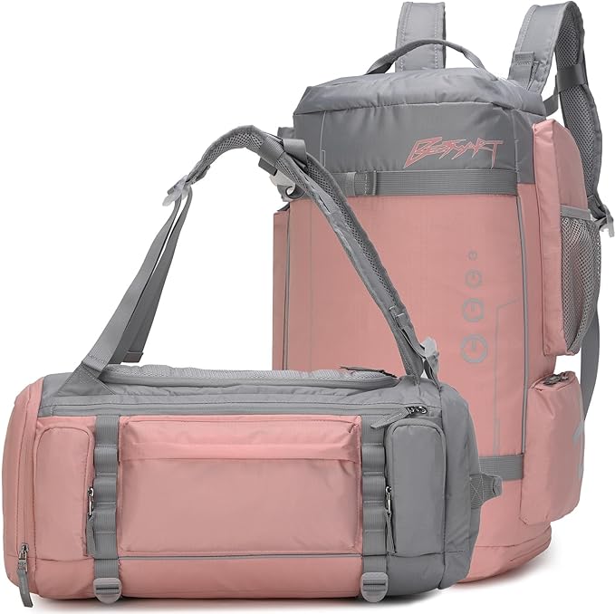 BE SMART 2 in 1 Convertible Gym Duffel Bags with Shoes Compartment-32L Waterproof Extra Large Workout Backpack for Gym Women, Heavy Duty Sports Duffle Backpacks for Travel, Hiking, Camping, Carry on