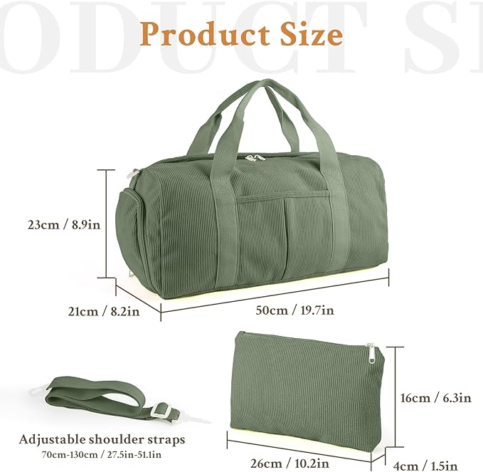 2PCS Gym bag for women, Duffle Bag with Wet Pocket & Shoe Compartment and item bag, Duffle Bag for Travel, Sports, Fitness & Workout