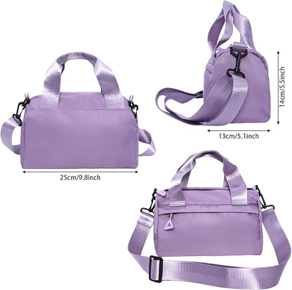 Mini Black Gym Bag Sport Bag Adjustable Small Duffle Bag Detachable Strap Gym Tote For Women Small Duffle Bag (Purple)
