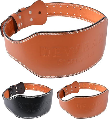 Leather Weight Lifting Belt, 4”& 6”Padded Lumbar Back Support, 10 Adjustable Holes, Gym Weight Belt Ideal for Deadlift, Powerlifting, Bodybuilding and Squat