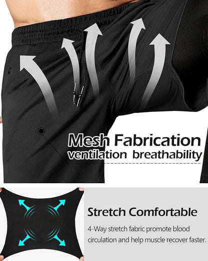Aolesy Men's 2 in 1 Running Pants, Gym Workout Compression Pants for Men Training Athletic