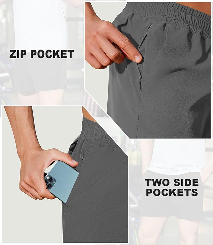 PINSPARK Men's Workout Shorts 5" Lightweight Running Shorts Quick Dry Athletic Gym Shorts with Zip Pocket Towel Loop