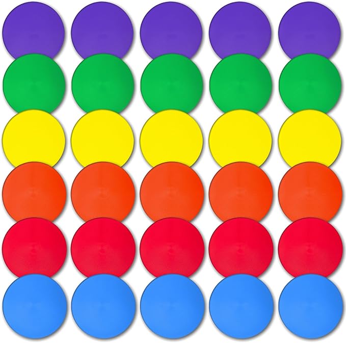 4 inch/9 Inch Colored Poly Spot Marker 12 Pcs, Non-Slip Rubber Agility Markers Flat Field Cones Floor Dots for Football, Basketball Training Markers, Dance Practice and Drills with Flat Cones Points