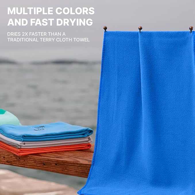 Wet Work Microfiber XL Bath Towels Oversized (60”x36”), Thin & Lightweight, Super Absorbent, Quick Dry, Ultra-Soft, Lint Free, Compact, Perfect for Pool, Bath Towels for Bathroom, Fast Drying Towel