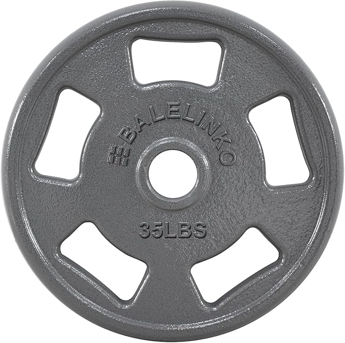 Balelinko Cast Iron 2-Inch Olympic Grip Plate Weight Plate for Strength Training, Weightlifting and Crossfit