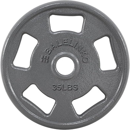 Balelinko Cast Iron 2-Inch Olympic Grip Plate Weight Plate for Strength Training, Weightlifting and Crossfit