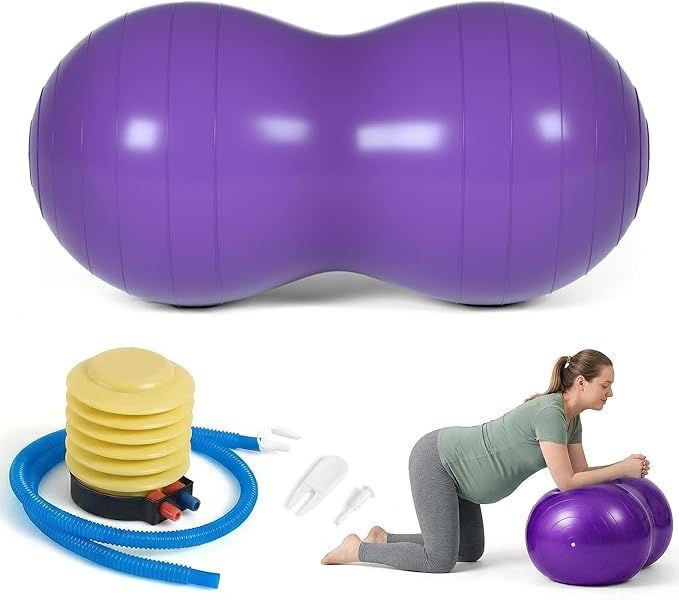 Peanut Ball for Kids Therapy,Anti-burst Exercise Ball With Pump 90x45cm Yoga Ball Gym Quality Fitness Ball for Pregnancy Birth Exercise Physical Therapy, for Child Training, Women, Men