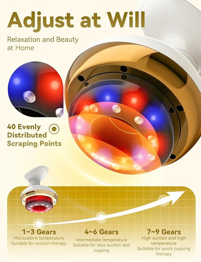 Electric Gua Sha Device for Cellulite Massage Tool,9 Suction Levels&Heating,Handheld Massager - Deep Massage,Negative Pressure Strong Suction, Smart Cupping Massager(1 Pcs)