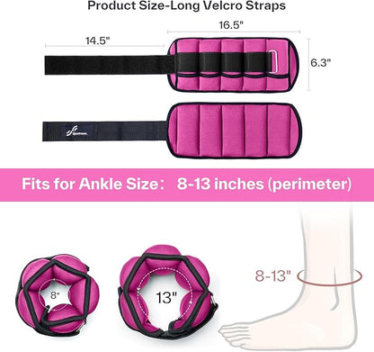 Sportneer Adjustable Ankle/Wrist Weights for Men Women Kids, Weighted Leg & Cuff Strength Training for Yoga Walking Running Aerobics Gym Fitness Physical Therapy