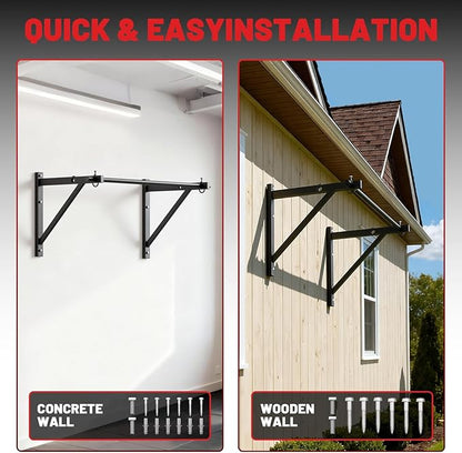 PAPABABE Wall Mounted Pull Up Bar, Chin Up Bar, Strength Training Pull-Up Bars Chin Up Bars for Home Gym