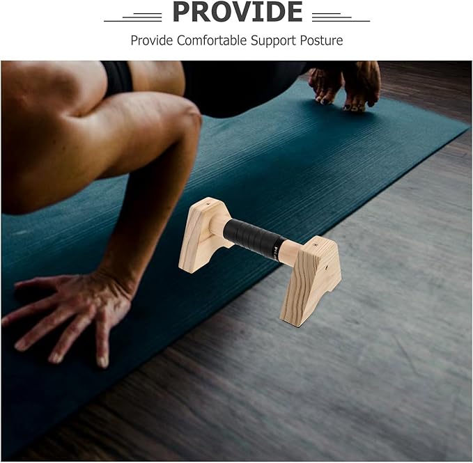 Wood Push up Bars 30cm Pair Non-slip Wooden Parallettes for Calisthenics Strength Training Home Gym Exercise Handles for Men and Women