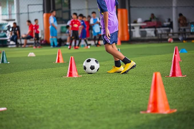 9 Inch Plastic Training Traffic Cones, Sport Cones, Agility Field Marker Cones for Soccer Basketball Football Drills Training, Outdoor Activity or Events - (Set of 10, 12, 15 or 24, 4 Colors)