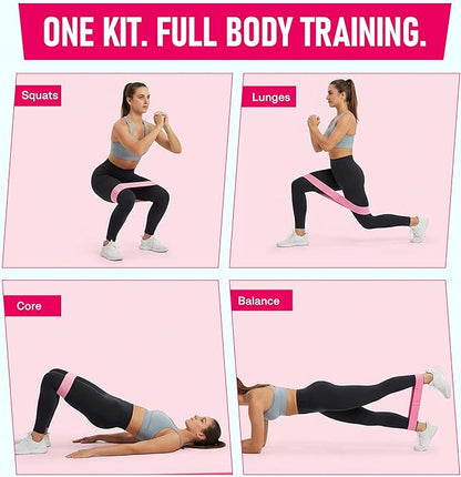 Poler Fit Kit: Fabric Resistance Bands Kit with 3 Levels (Light, Medium, Heavy) + 9″ Pilates Ball for Home Workouts – Exercise Bands Set for Strength Training, Pilates, Yoga, Glutes, Legs & Full Body
