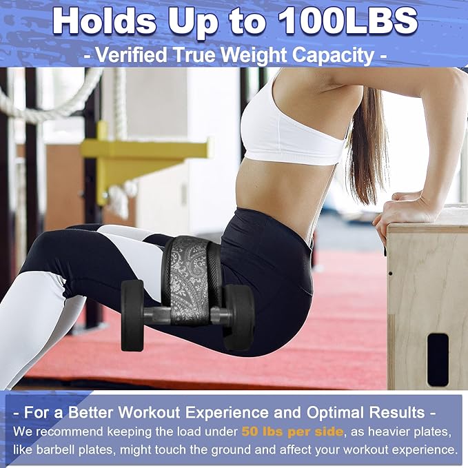Hip Thrust Belt - Adjustable Fitness Belt for Dumbbells, Kettlebells, Plates - Support Up to 100 lbs - For Glute Workouts at Home Gym - Gifts Ideas for Women, Black