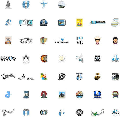 BulbaCraft Guatemala Stickers for Water Bottle and Laptop - Guatemala Party Supplies & Decorations, Waterproof Vinyl Decals, Guatemalan Flag and Culture Stickers, Gifts for Women & Men