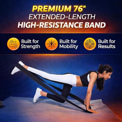 76 Inch Fabric Resistance Band - Extra Long Heavy Duty Exercise Loop for Full Body Stretching, Pull Up Assist & Yoga - Non-Slip Durable Cloth Workout Band for Men & Women, Home Fitness & Mobility
