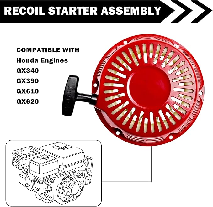 Recoil Starter Replacement for Honda Gx340 Gx390 11hp 13hp 28400-ZE3-W01ZA Oregon 31-060 Rotary 26-10379