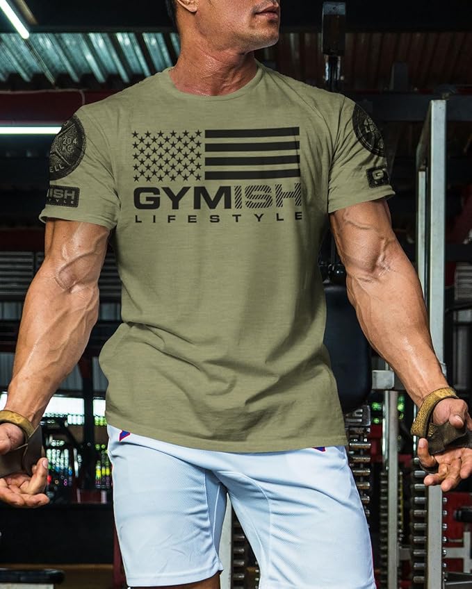 Gymish American Flag Graphic Fitness Tank, Sleeveless Bodybuilding Athletic Tank Top