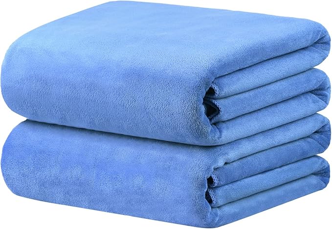 JML Bath Sheet Towels Pack of 2, 40" x 80", Extra Large Microfiber Towel Set for Adult, Soft Super Absorbent Fast Drying for Sauna Hotel Beach Sports Fitness Yoga, Blue