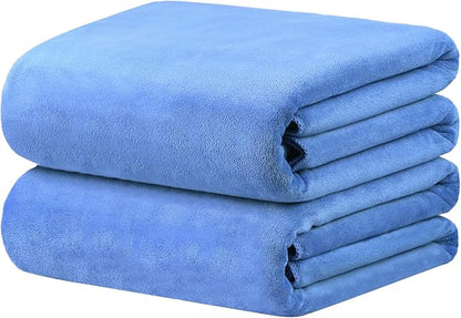 JML Bath Sheet Towels Pack of 2, 40" x 80", Extra Large Microfiber Towel Set for Adult, Soft Super Absorbent Fast Drying for Sauna Hotel Beach Sports Fitness Yoga, Blue