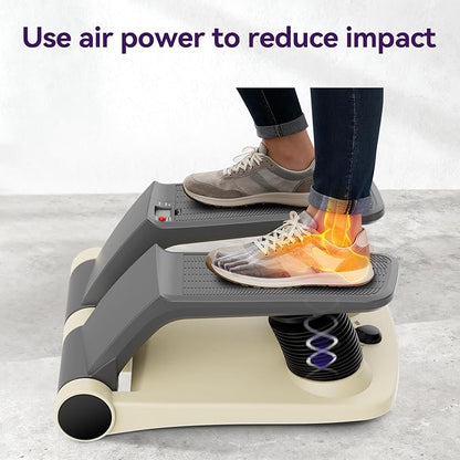Air Stepper Exercise Machine with Resistance Bands, Stair Stepper with LCD Monitor, Adjustable Resistance Cardio Trainer for Home Workout, Compact Fitness Equipment, 300 lbs Weight Capacity