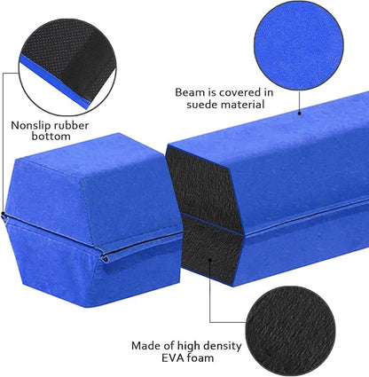 FBSPORT 8ft/9ft/9.5ft Balance Beam Folding Gymnastics Beam Foam Balance Floor Beam Equipment for Kids Adults, Suede Cover Anti Slip Base with Carry Bag for Home School Gym Training