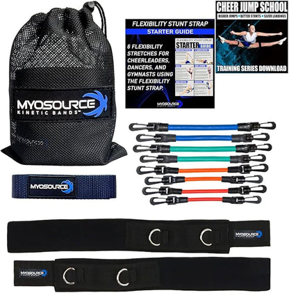 Cheer Kinetic Bands – Leg Resistance Bands for Cheerleaders | Improve Flexibility, Jumps, Stunts & Tumbling | 4-Level Resistance System with 12 Stunt Strap Colors + Digital Training Downloads