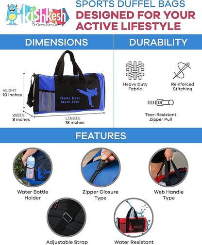 KishKesh Personalized Sport Duffel Bag – Ideal for Ballet Dancer, Gym, Travel, Training & Workout Essential for Female – Durable, Customizable Name & Text for Kids and Adults – Red, 18" X 10" X 8"