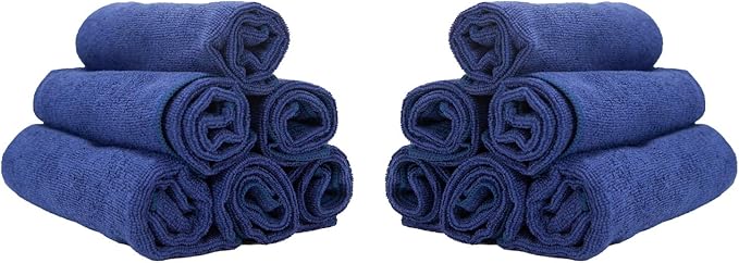 Arkwright Microfiber Gym Towel - (Pack of 12) Soft Lightweight Quick Dry Hotel Quality Hand Towels, Sweat Absorbent, Perfect for Workout, Yoga, Spa, Bathroom, 15 x 24 in, Navy