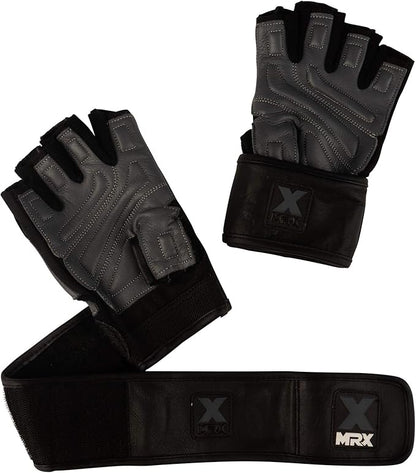 MRX Weight Lifting Pro Level Gloves with 18 Inches Long Wrist Strap Gym Workout Exercise & Fitness in