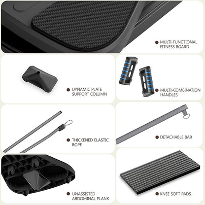 Pilates Board Pilates Reformer Set, Multifunctional Pilates Board for Home Workout, Foldable Abs Core Trainer Board,Pilates Board for Women, Men & Beginners for Full-Body Workouts