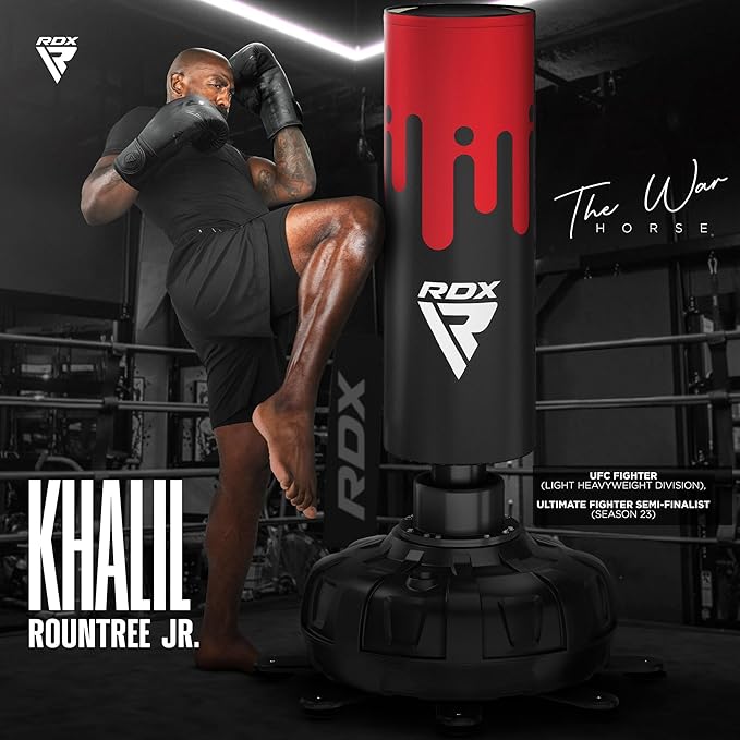 RDX XXL 330LBS Freestanding Punching Bag with Cover & Gloves – 72” Adult Heavy Pedestal Punch Bag Set - 17 Suction Cup 8 Extended Legs Stand Base - Kick Boxing MMA Home Gym Fitness