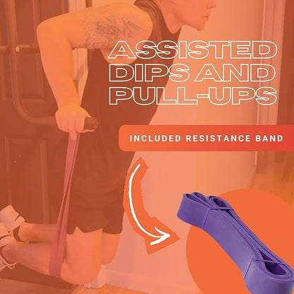 Folding Door Pullup Bar and Dip Bar Station - NO WOBBLE, Home Gym, Easy Storage, Power Tower Dip Station and Pull-up Bar for Doorway, Collapsible Dip Station, No Door Damage, High Weight Capacity, Foldable Bodyweight Workout Station