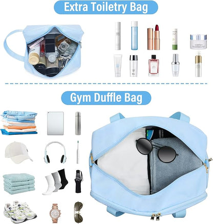Sports Gym Bag for Women, Travel Duffle Bag with Shoe Compartment & Wet Pocket, Fitness Yoga Bag