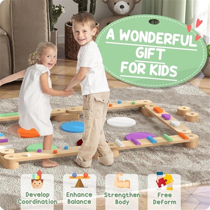 Wooden Balance Training System for Coordination Development and Active Movement Practice with Modular Design