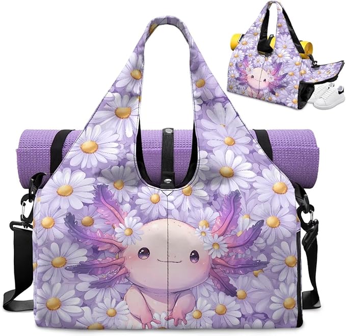 Gym Bag with Yoga Mat Holder Large Tote Bag With Multi Pockets for Women Men Dry Wet Separated Pocket Carryall Yoga Tote Bag for Pilates Travel Workout Office