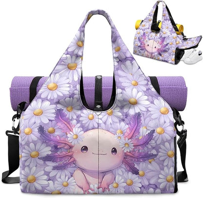 Gym Bag with Yoga Mat Holder Large Tote Bag With Multi Pockets for Women Men Dry Wet Separated Pocket Carryall Yoga Tote Bag for Pilates Travel Workout Office
