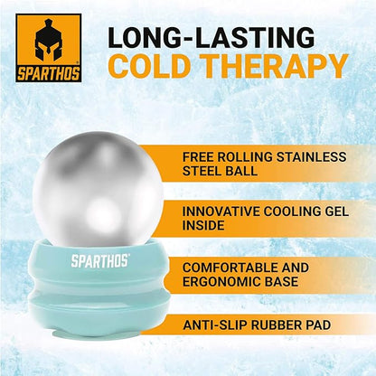 Sparthos Cold Massage Roller Ball - Fitness Cryosphere Massager - Cryo Cryocup Ice Massage Cups - for Muscle, Face, Body Muscles - Manual Polar Icing Cooling Balls - Recoup Message (Mint, 54mm)