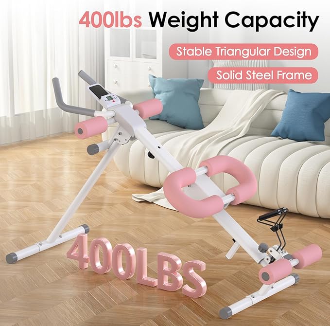 Multi Functional Adjustable Ab Trainer, Ab Machine for Stomach Workout, 5-in-1 Exercise Equipment: Rowing Machine, Leg Press Machine, Ab Glider Machine,Roman Chair,Resistance Bands with Handles