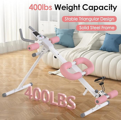 Multi Functional Adjustable Ab Trainer, Ab Machine for Stomach Workout, 5-in-1 Exercise Equipment: Rowing Machine, Leg Press Machine, Ab Glider Machine,Roman Chair,Resistance Bands with Handles