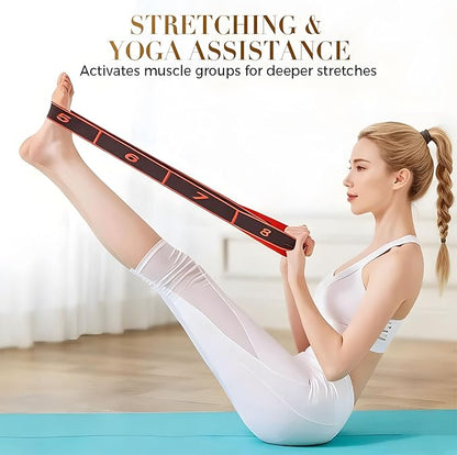 Fitness Resistance Band for Stretching and Yoga, Stretch Strap, Elastic Yoga Stretching Strap, Multi-Loop for Physical Therapy, Pilates, Yoga, Dance & Gymnastics Exercise