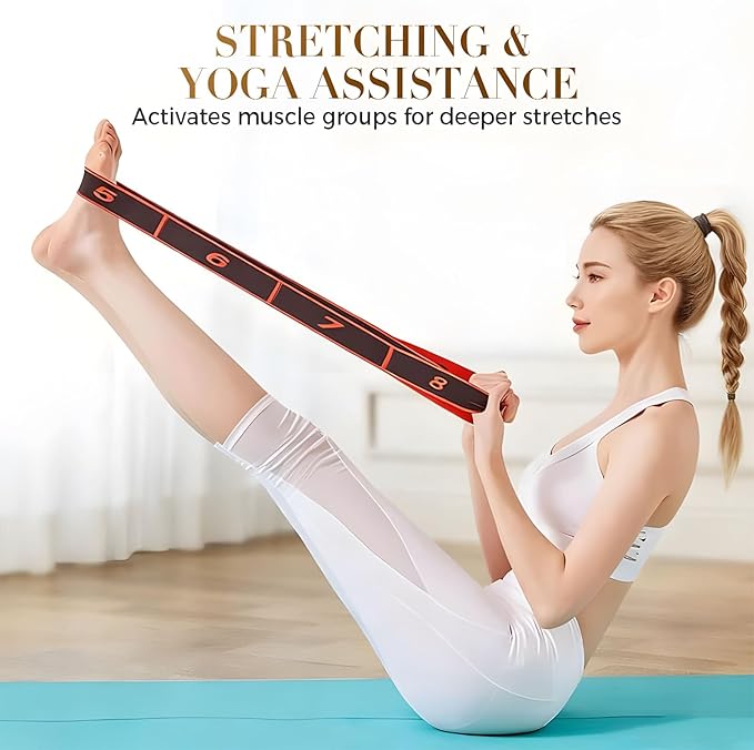 Fitness Resistance Band for Stretching and Yoga, Stretch Strap, Elastic Yoga Stretching Strap, Multi-Loop for Physical Therapy, Pilates, Yoga, Dance & Gymnastics Exercise