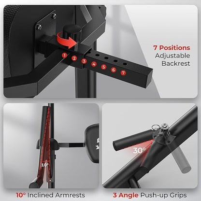Sportsroyals Power Tower Pull Up Bar Station, 450LBS Stable Pull Up Dip Station for Home Gym Strength Training Equipment | FED Fitness