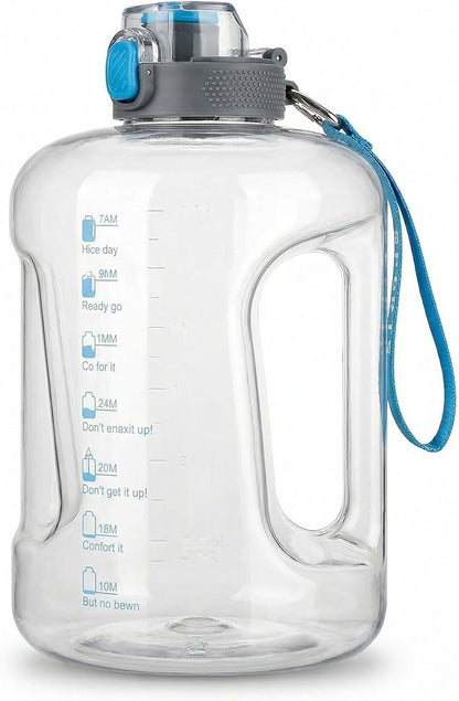 50oz & 84oz Motivational Water Bottle - Time-Marked, Leak Proof & BPA free. 2-in-1 Lid with Straw, Food-Grade Tritan. Half Gallon Sized, Ideal for Gym, Fitness & Outdoor Activities (50oz, U-Blue)