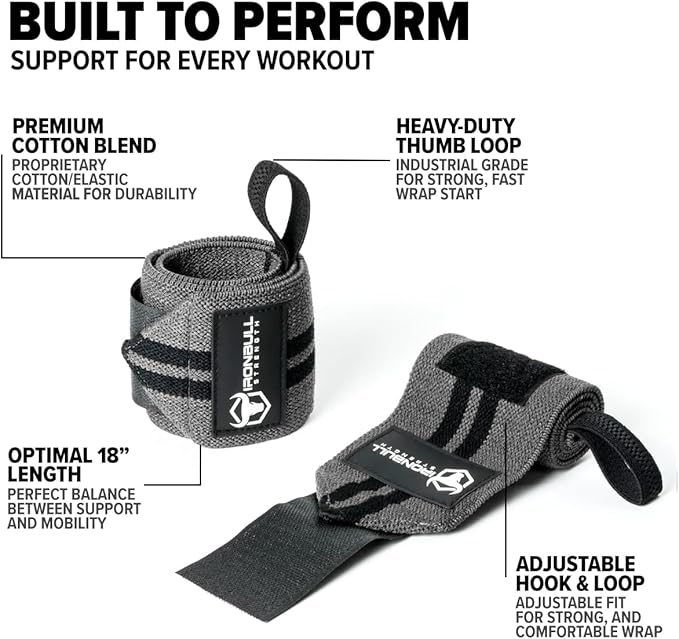 Wrist Wraps for Weightlifting (USPA & IPL Approved) - 18” Premium Quality Wrist Straps for Weightlifting - Weight Lifting Wrist Wraps with Thumb Loop - Best Gym Wrist Wraps for Lifting Weights, Curls & Dips - Lifting Wrist Wraps for Bench, Powerlifting...